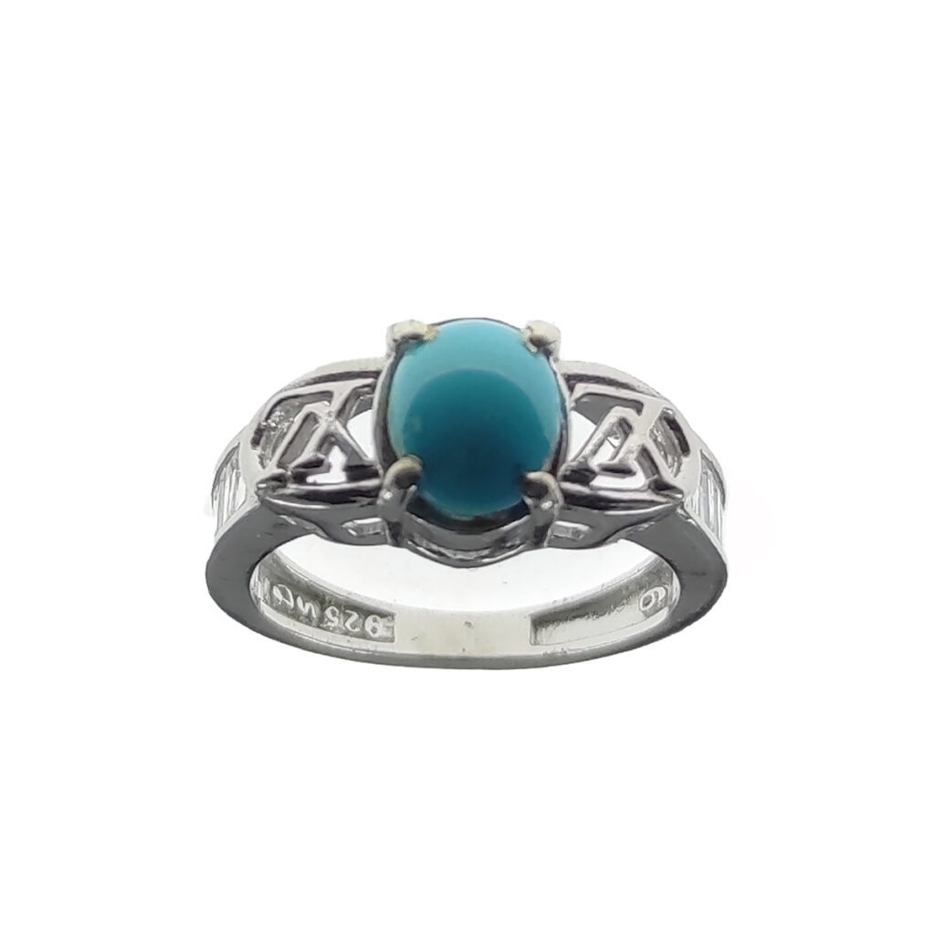 Bague en Argent Persan Faite Main pour Femme avec Turquoise de Neyshabur Hanieh