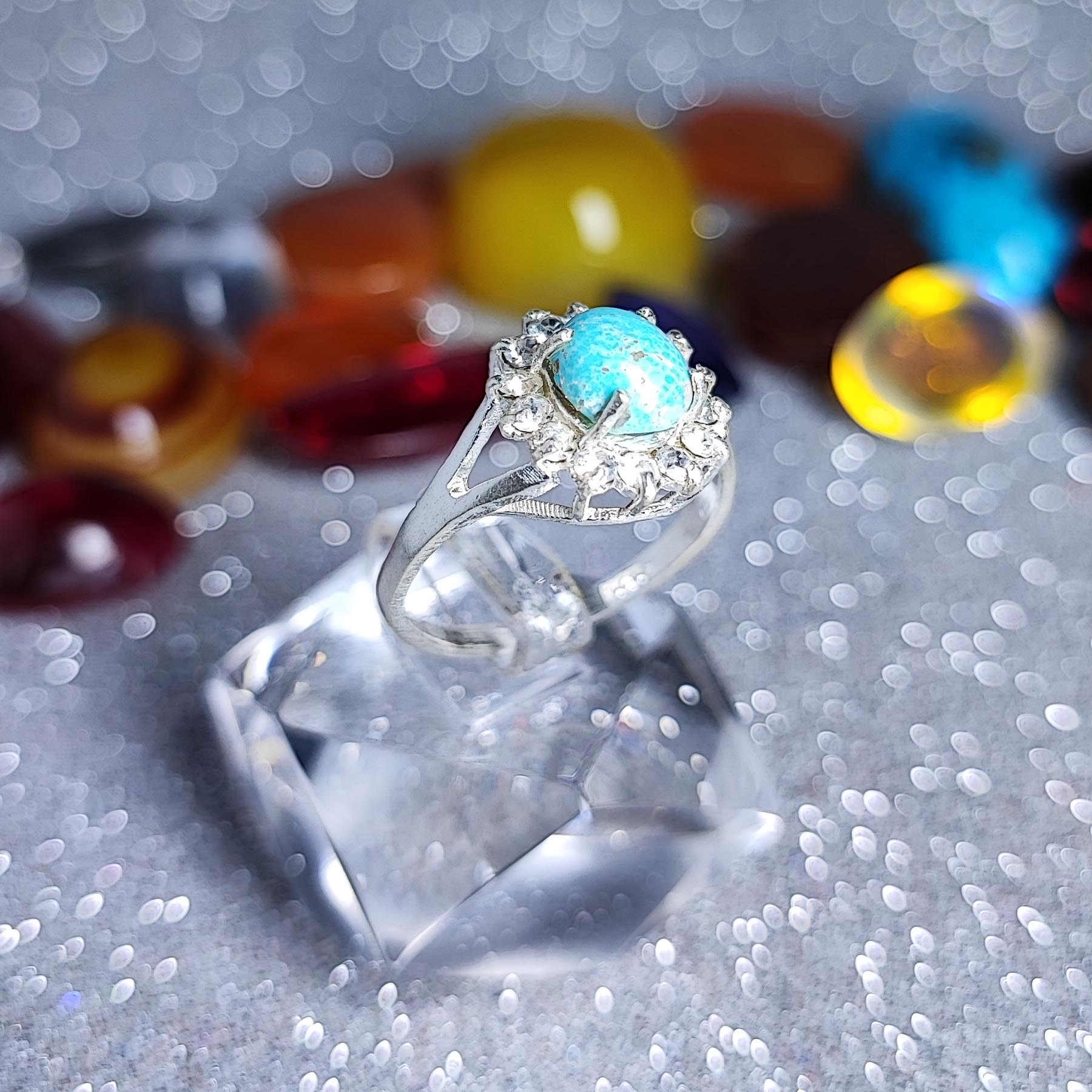 Bague en Argent Persan Faite Main pour Femme avec Turquoise de Neyshabur Sima