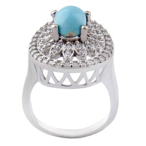 Bague en Argent Persan pour Femme avec Turquoise de Neyshabur