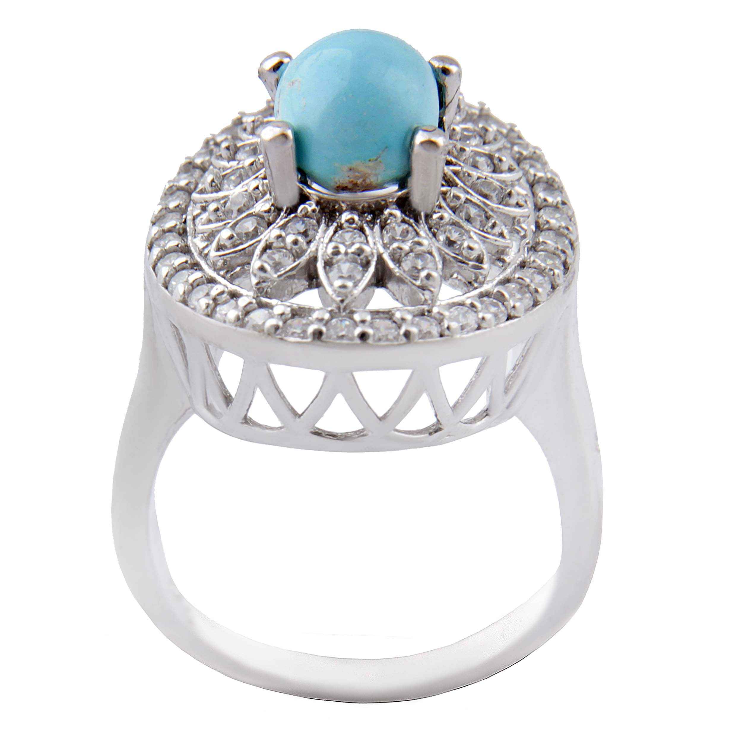 Bague en Argent Persan pour Femme avec Turquoise de Neyshabur