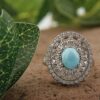 Bague en Argent Persan pour Femme avec Turquoise de Neyshabur