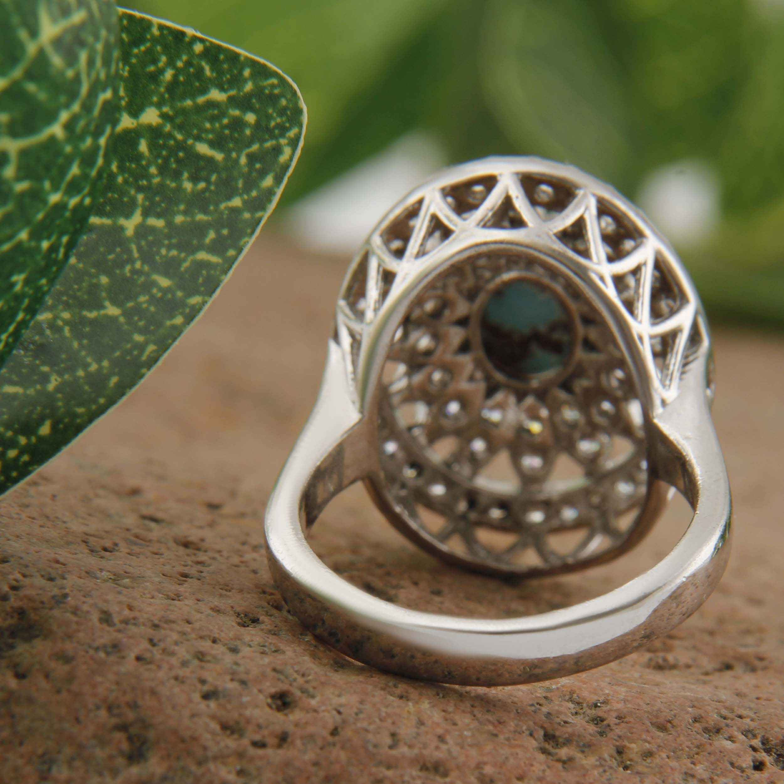 Bague en Argent Persan pour Femme avec Turquoise de Neyshabur