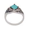 Bague en Argent Persan Faite Main Plaqué Rhodium pour Femme avec Turquoise de Neyshabur