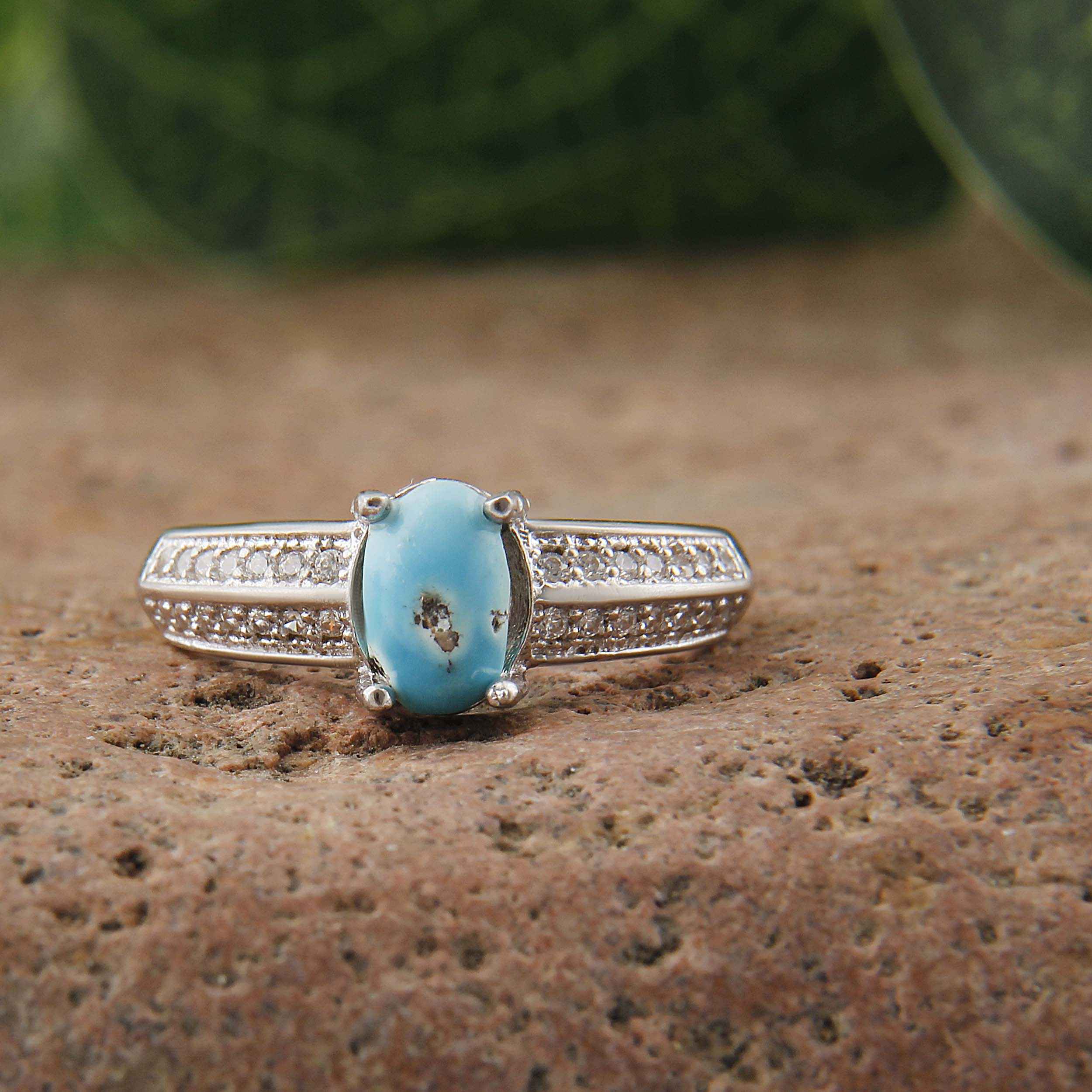 Bague en Argent Persan pour Femme avec Turquoise de Nishapur