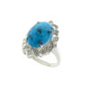 Bague en Argent Persan Faite Main pour Femme avec Turquoise de Neyshabur