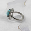 Bague Carrée en Argent Persan Faite Main pour Femme avec Turquoise de Neyshabur