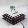 Bague Carrée en Argent Persan Faite Main pour Femme avec Turquoise de Neyshabur