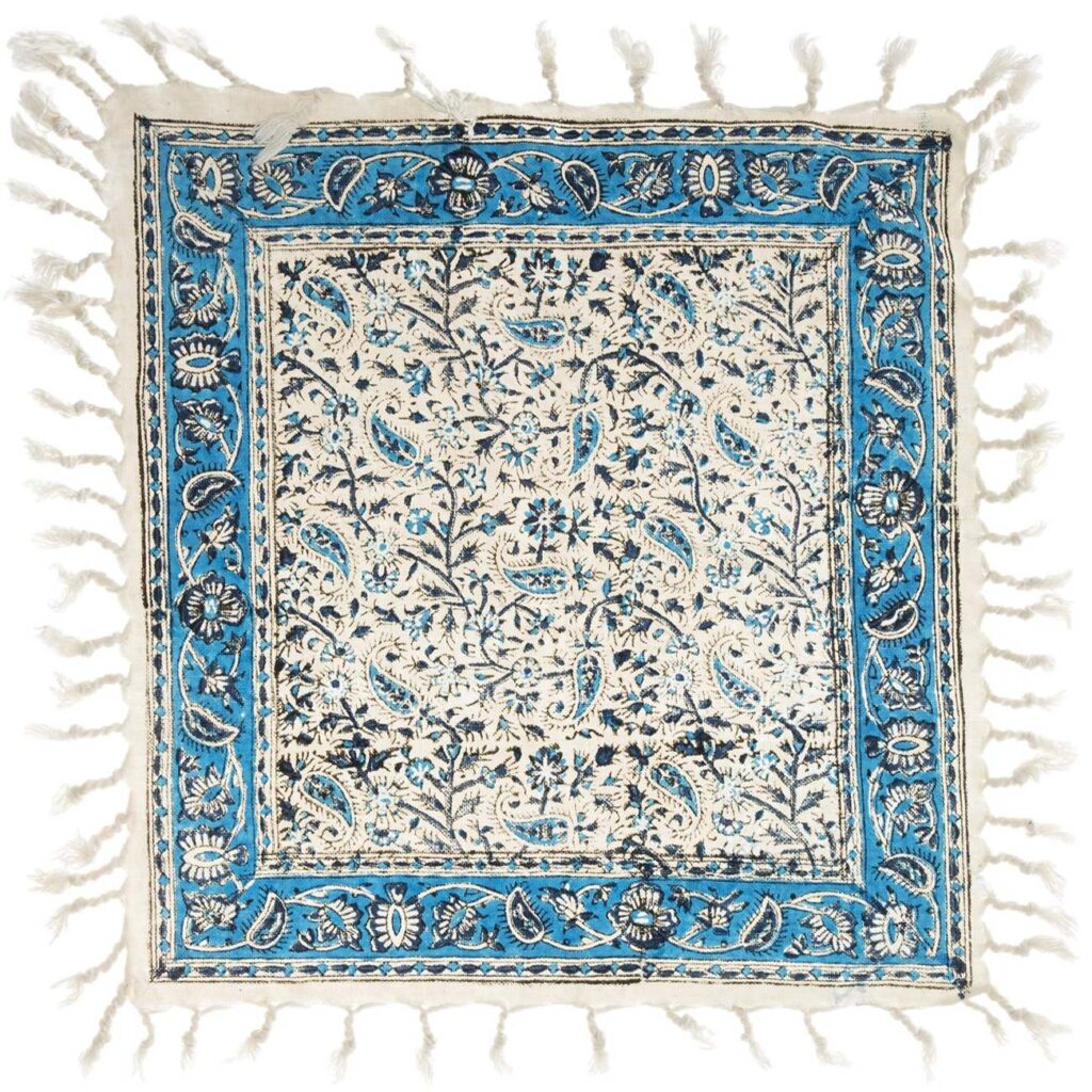 Nappe Persane : Imprimée au Bloc Traditionnel Kalamkari d'Ispahan - Modèle Atriyan