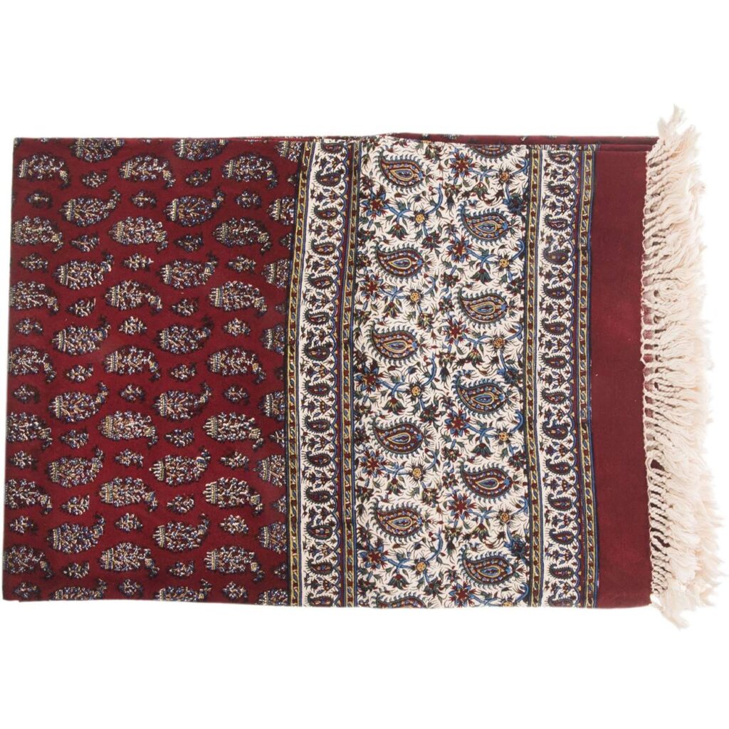Nappe Persane : Imprimée au Bloc Traditionnel Kalamkari d'Ispahan - Modèle Diba