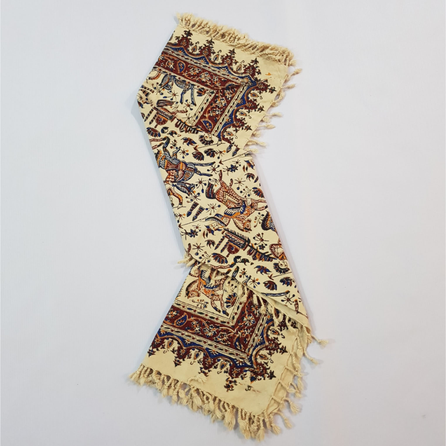 Nappe Persane : Imprimée au Bloc Traditionnel Kalamkari d’Ispahan – Modèle Cheval