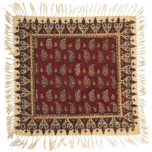 Nappe Persane : Imprimée au Bloc Traditionnel Kalamkari d’Ispahan – Modèle Rouge II