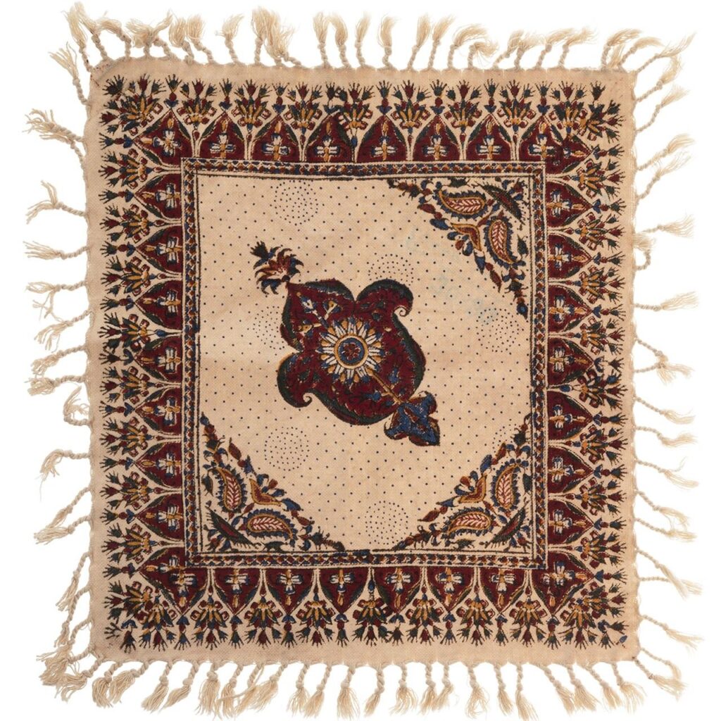Nappe Persane : Imprimée au Bloc Traditionnel Kalamkari d'Ispahan - Modèle Taras