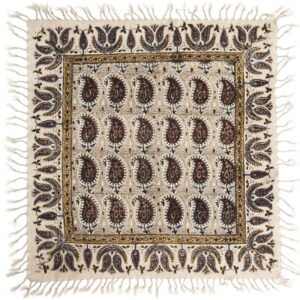 Nappe Persane : Imprimée au Bloc Traditionnel Kalamkari d’Ispahan – Modèle Vira