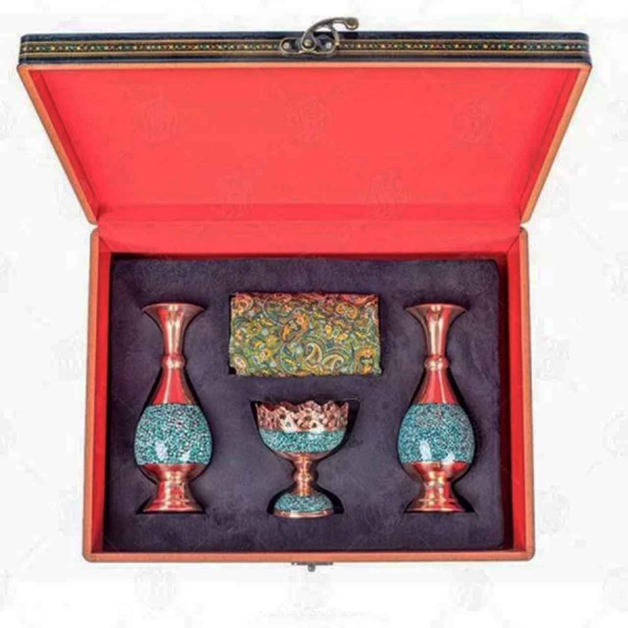 Coffret Cadeau – Vases & Coupe à Fruits en Incrustation de Turquoise