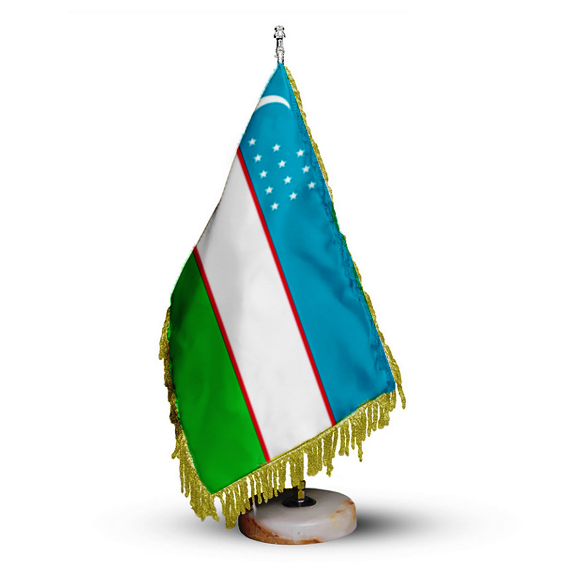 Drapeau de Table de l'Ouzbékistan avec Base en Pierre