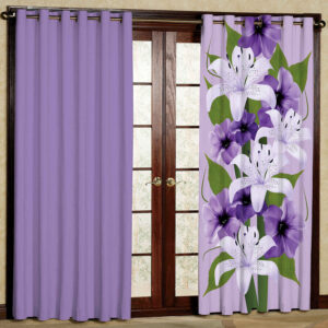 Rideau Œillets en Velours Imprimé – Floral Violet (200×140 cm)
