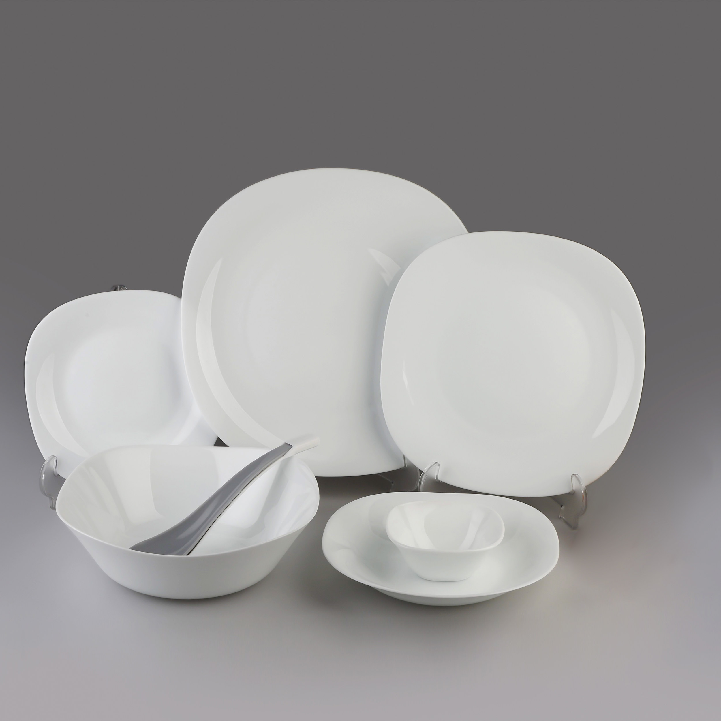 Service de table blanc en mélamine pour 6 personnes Lavable au lave-vaisselle
