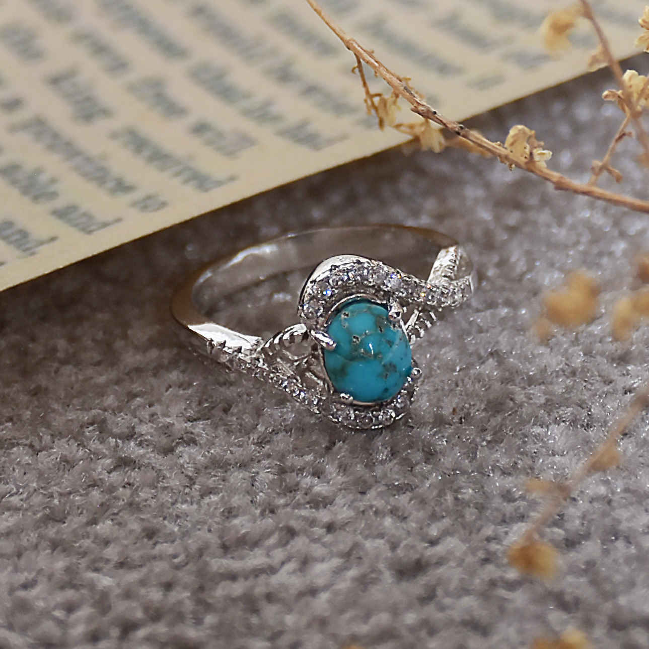 Bague en Argent Persan pour Femme avec Turquoise de Neyshabur