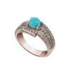Bague en Argent Persan Faite Main pour Femme avec Turquoise de Neyshabur