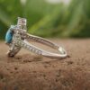 Bague en Argent Persan Faite Main pour Femme avec Turquoise de Neyshabur