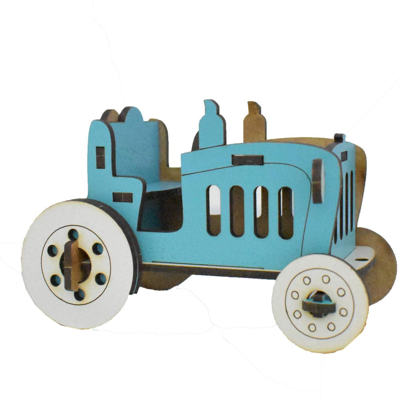 Kit de Modèle Puzzle 3D en Bois – Tracteur Bleu