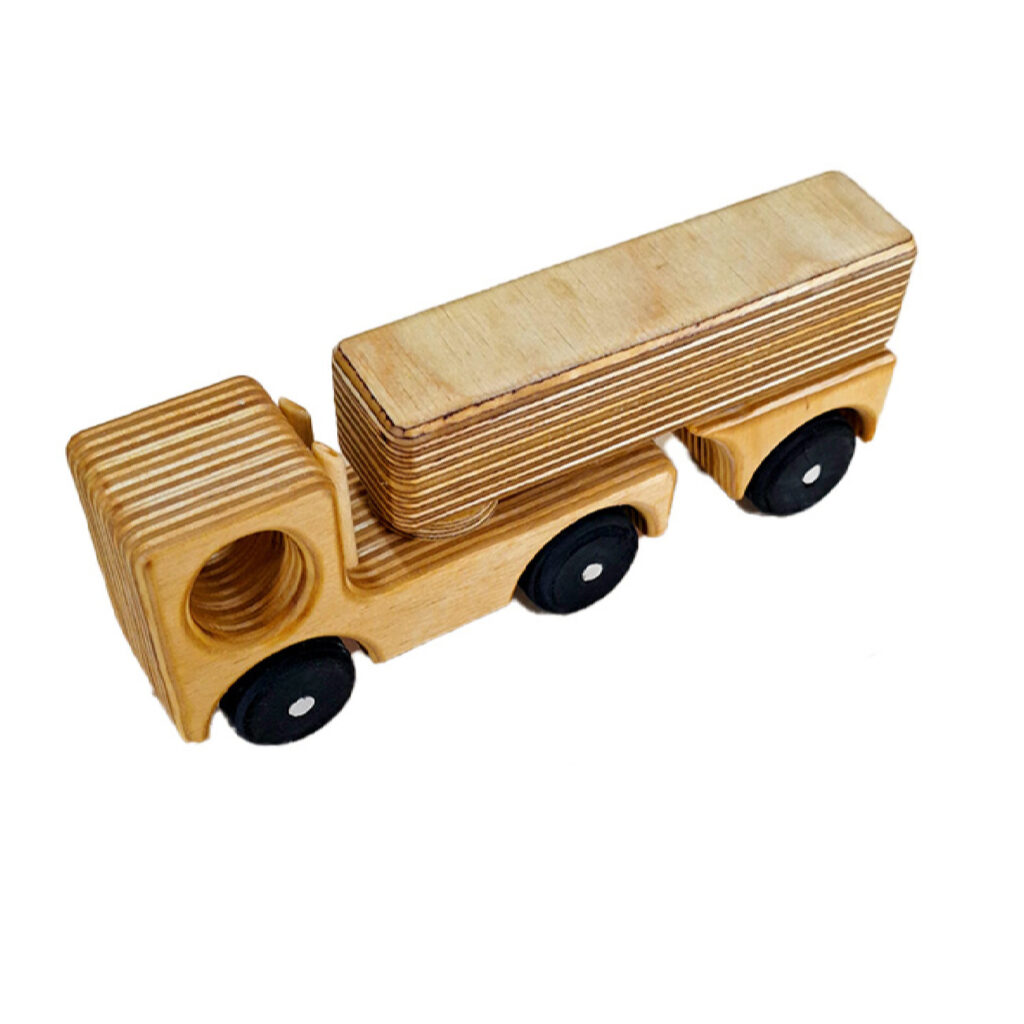 Camion-benne jouet en bois fait à la main pour enfants