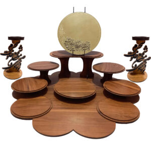 Ensemble Haft-Seen en bois pour Norouz – Porte-bougie avec calligraphie