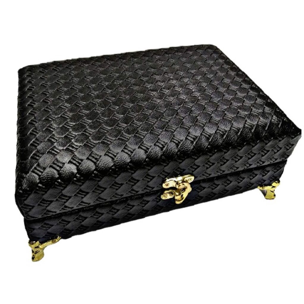 Organisateur de couture en bois avec finition simili cuir