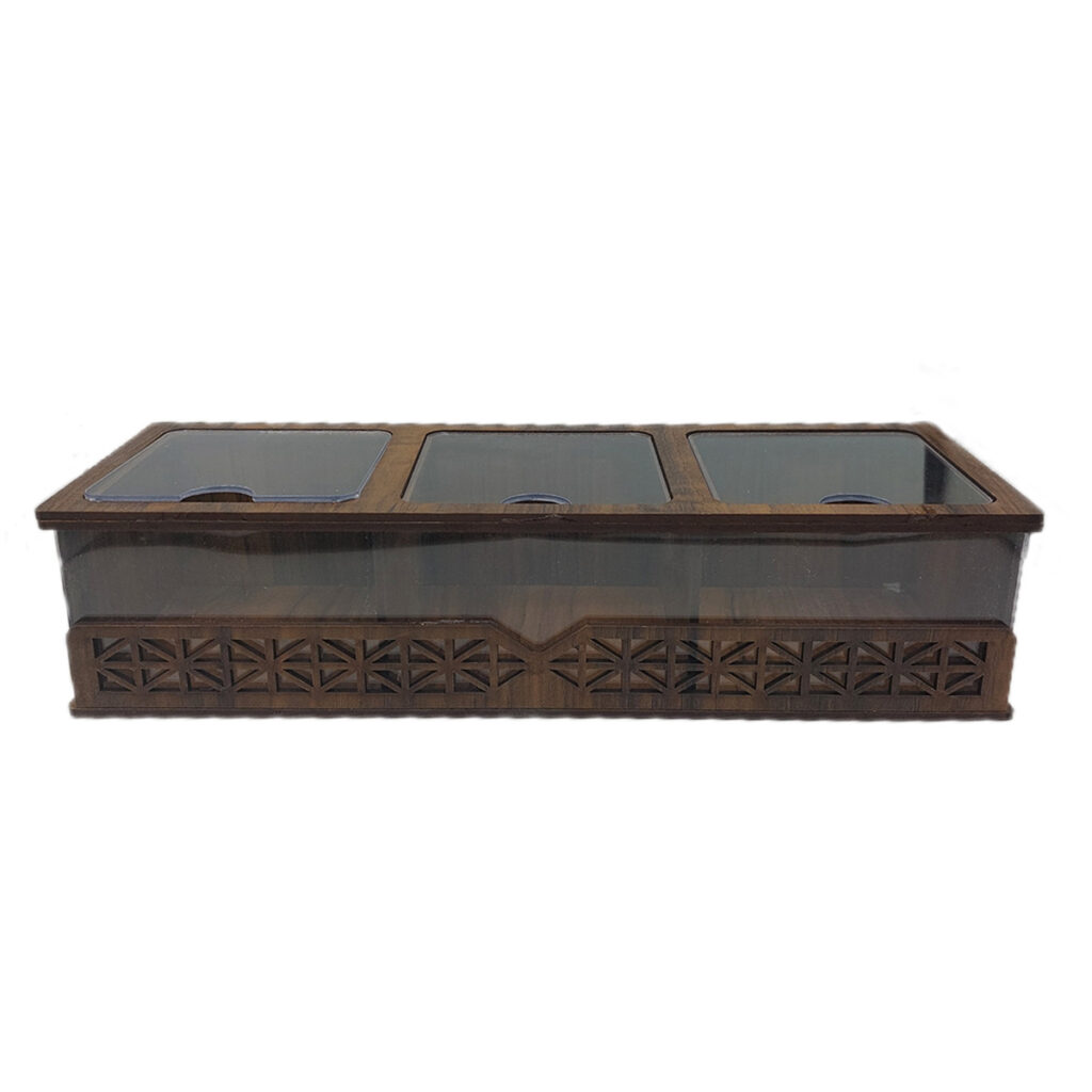 Boîte organisatrice en bois pour sachets de thé 3 compartiments multifonction