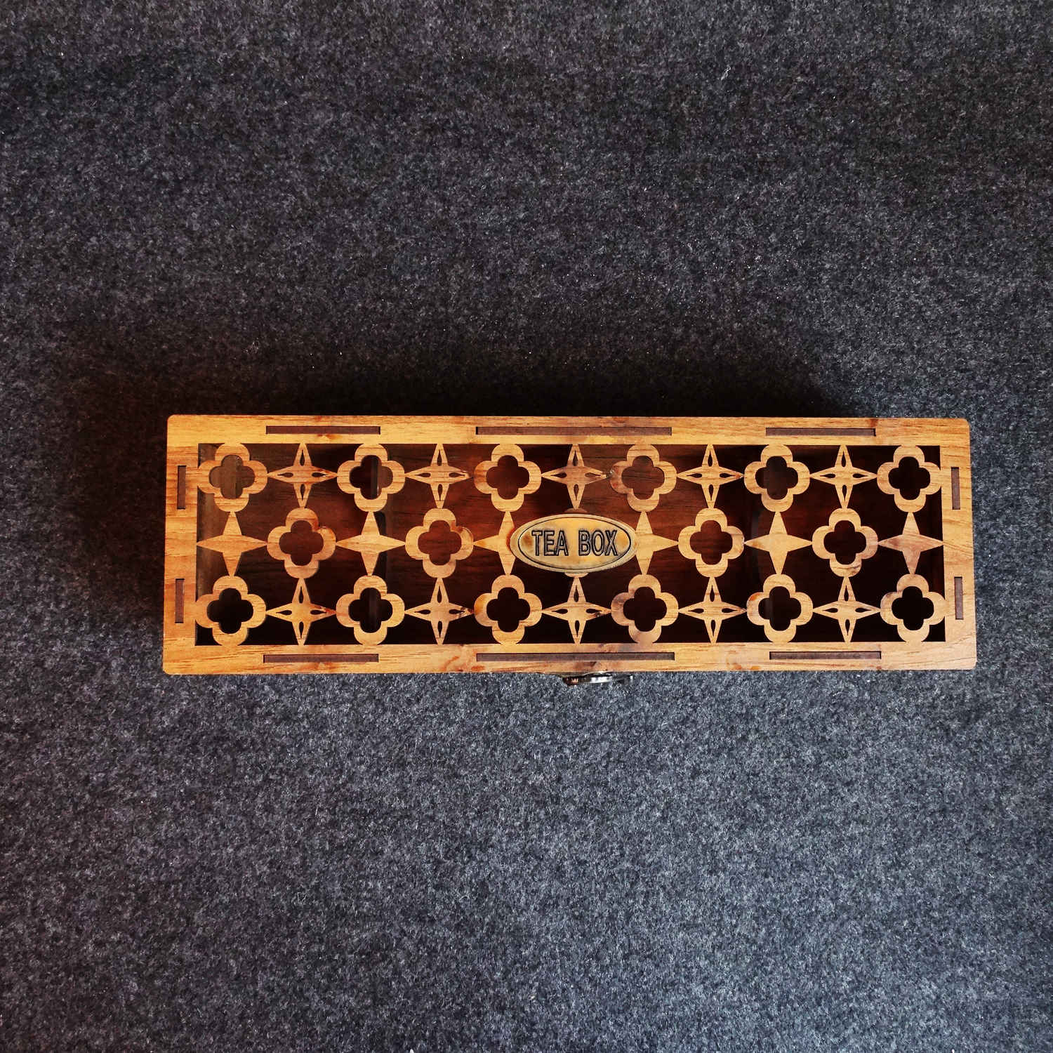 Boîte organisatrice en bois pour sachets de thé 4 compartiments Design Marron classique