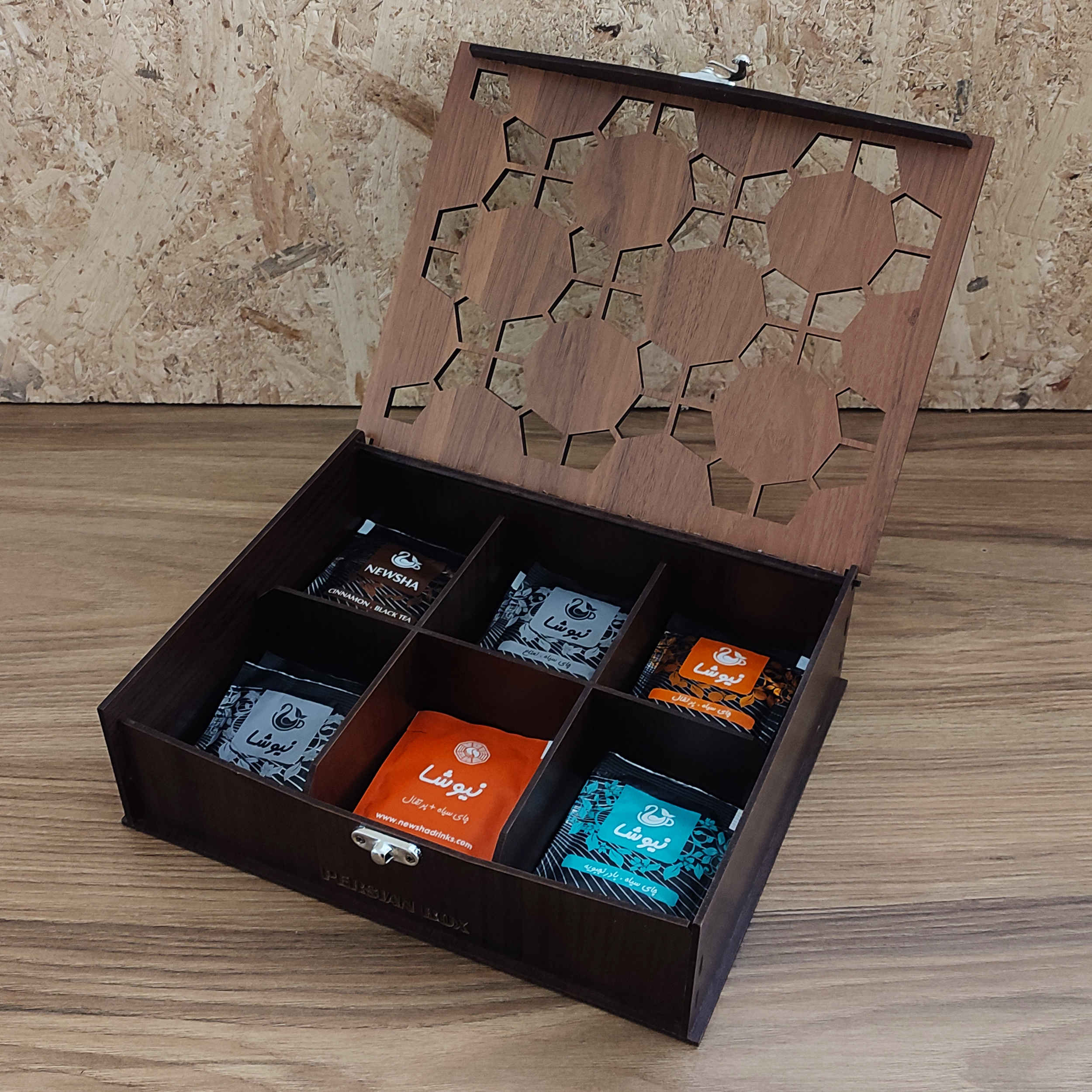 Boîte organisatrice en bois pour sachets de thé 6 compartiments multifonction