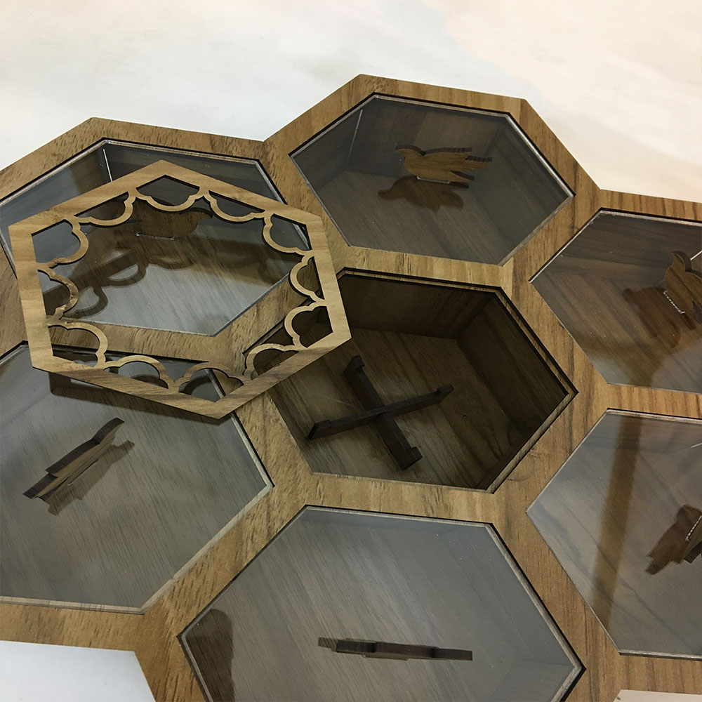 Boîte organisatrice en bois pour sachets de thé 6 compartiments avec chauffe-thé