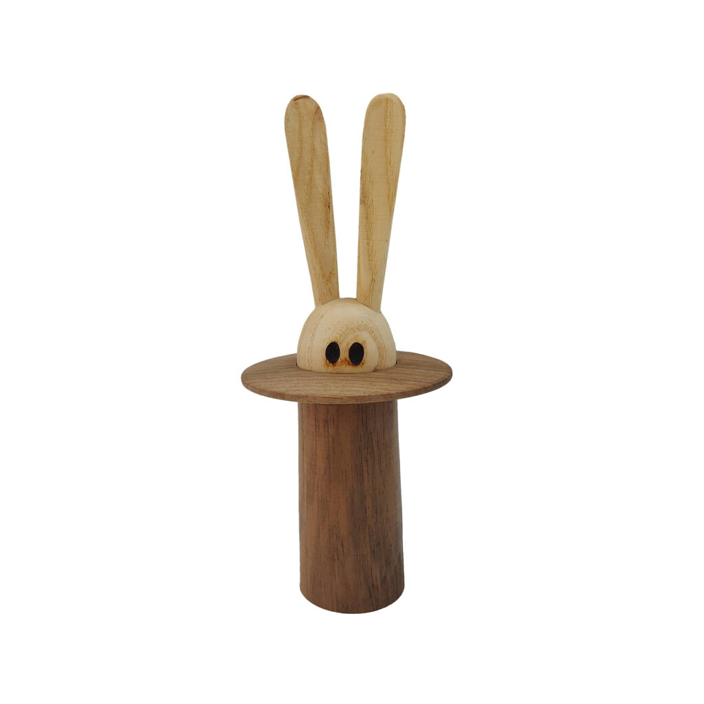 Distributeur de Cure-Dents en Bois avec Motif de Lapin Marron