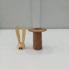 Distributeur de Cure-Dents en Bois avec Motif de Lapin Marron