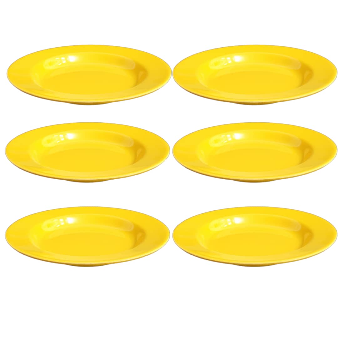 Service de table jaune en mélamine pour 6 personnes Résistant à la casse