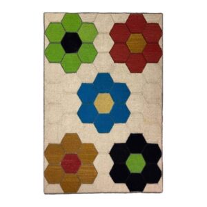 Tapis Kilim en laine persane artisanal tissé à la main floral crème