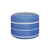Pouf rond artisanal avec tissu blanc & bleu