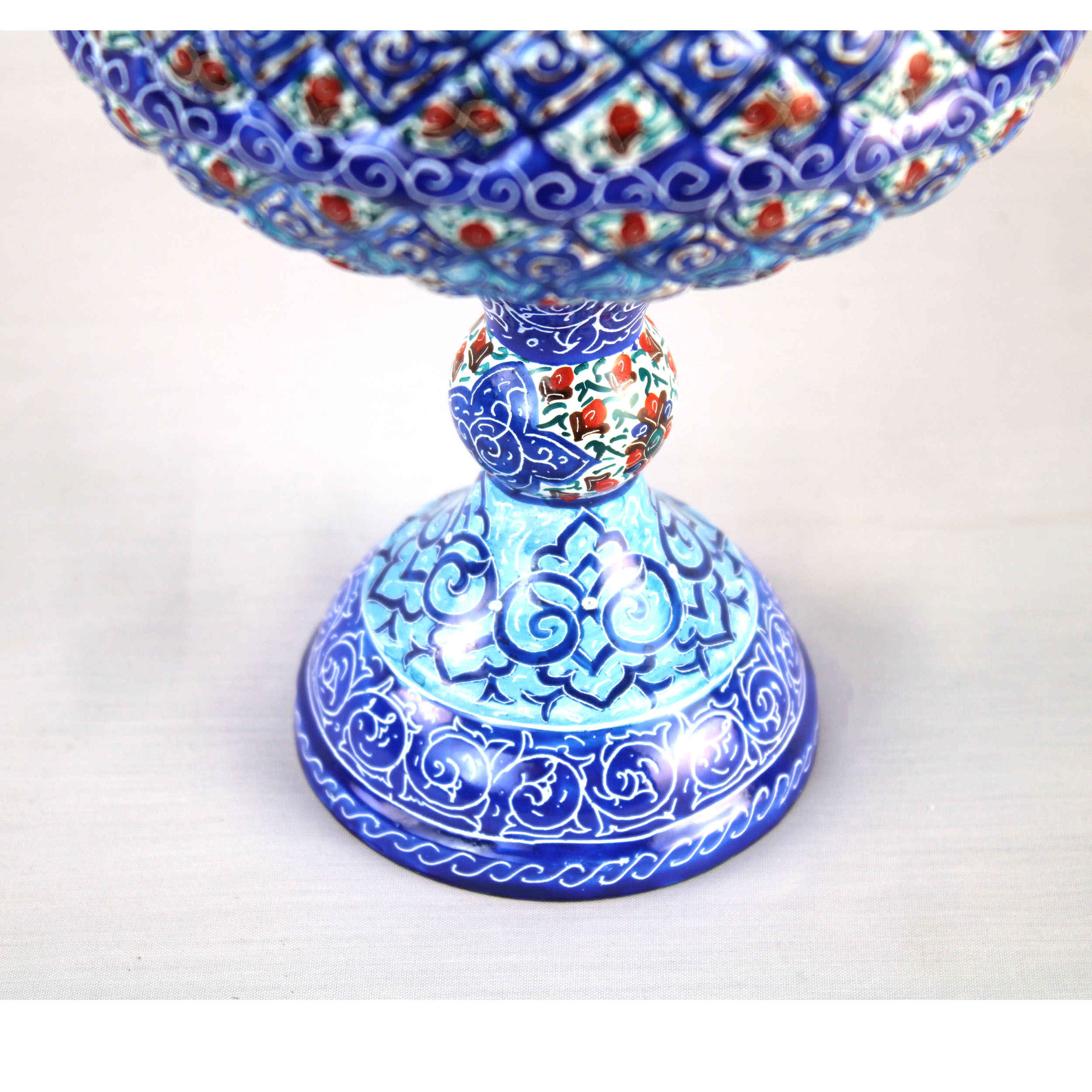 Sucrier persan artisanal en cuivre avec couvercle – Émail Minakari Shams