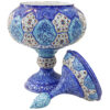 Sucrier persan artisanal en cuivre avec couvercle - Émail Minakari Bleu