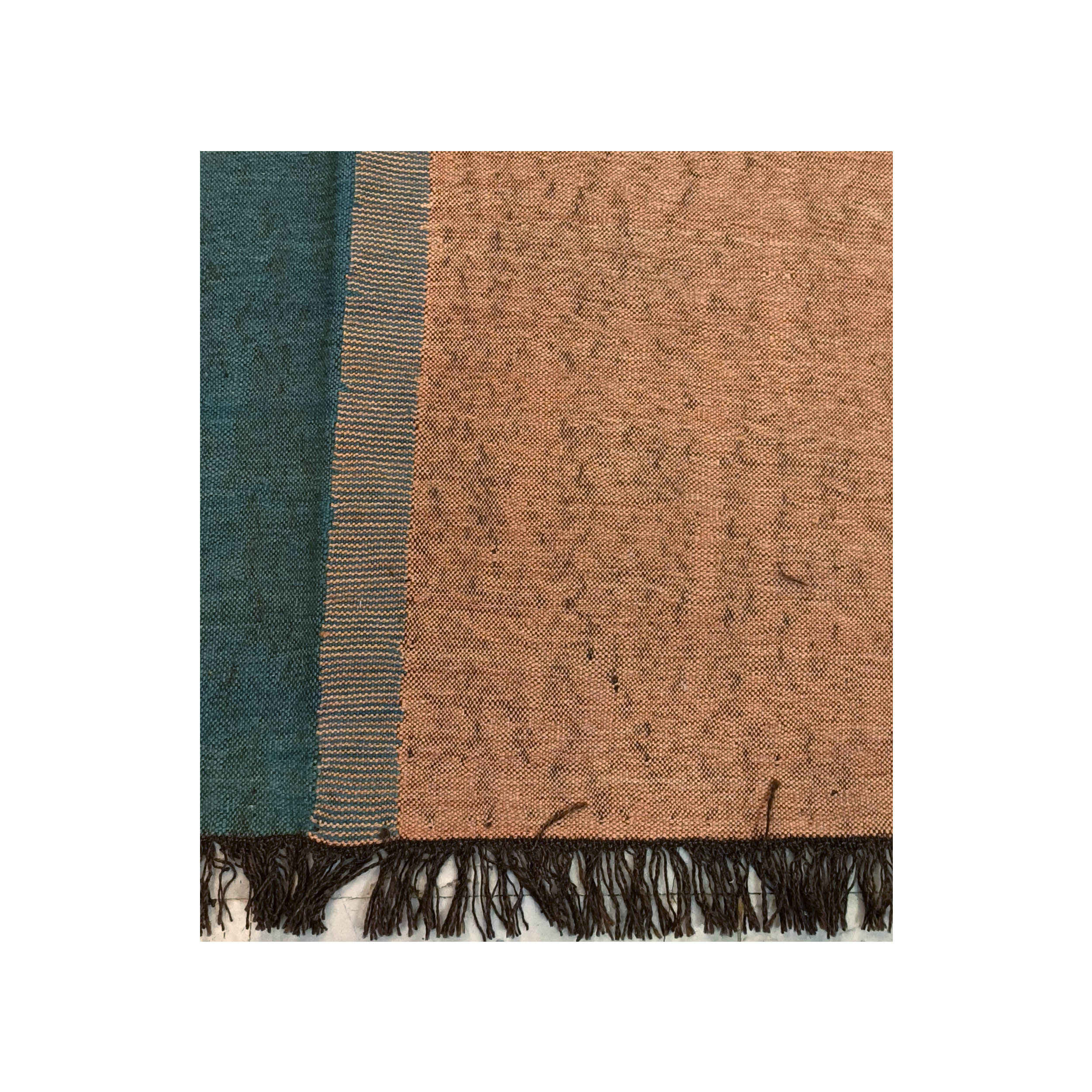 Tapis Kilim en laine persane véritablement tissé à la main en Khorasan vert & marron