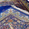 Tapis persan authentique en soie noué à la main à Ghom floral bleu