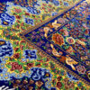 Tapis persan authentique en soie noué à la main à Ghom floral bleu