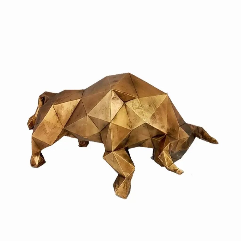 Figurine géométrique de buffle cubisme doré - Accent stylé