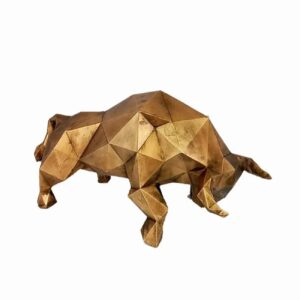 Figurine géométrique de buffle cubisme doré – Accent stylé