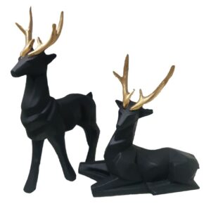 Ensemble de figurines géométriques de chien cubisme doré 3 pièces – Ensemble de sculptures d’art collectives
