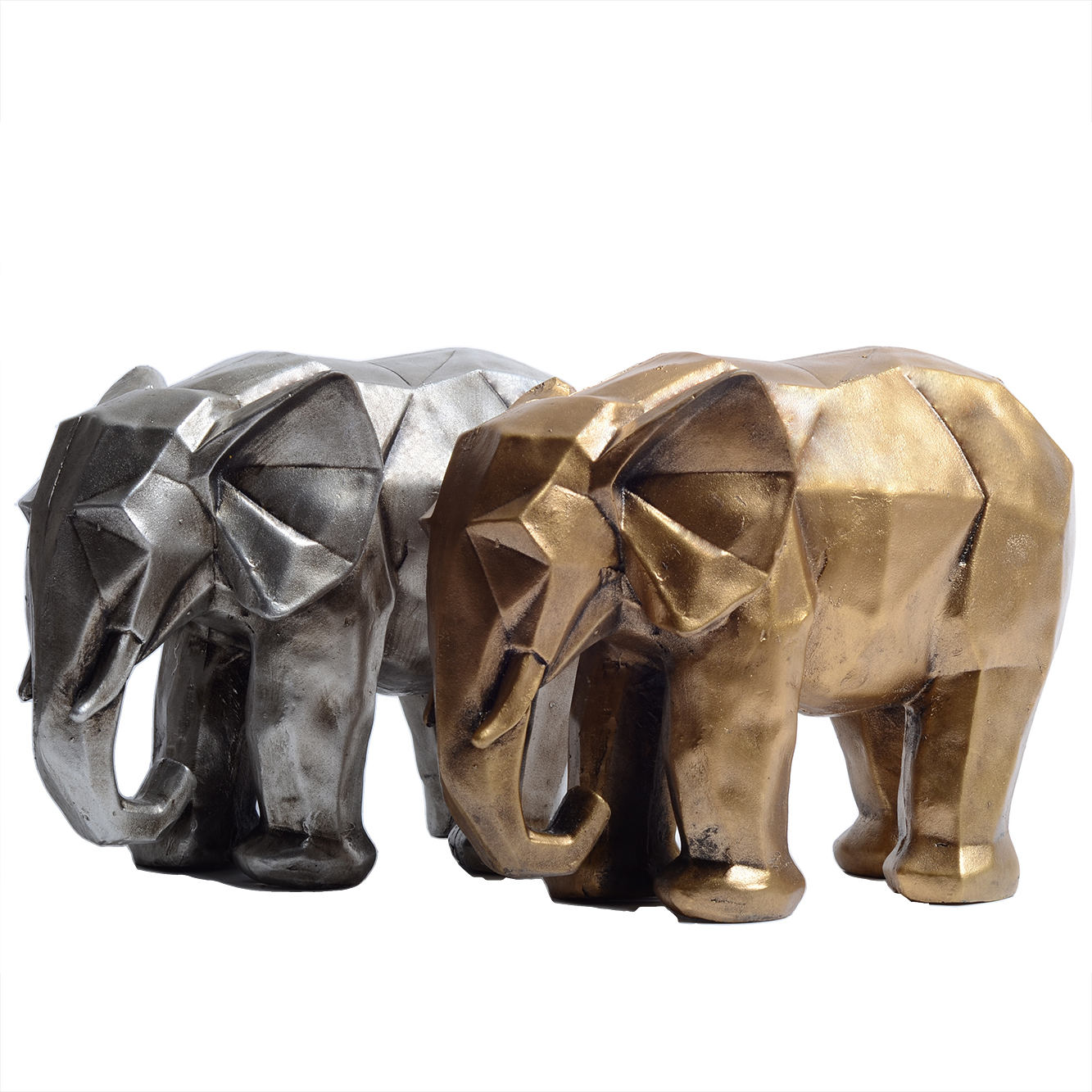 Figurine géométrique de lion cubisme doré – Sculpture artistique