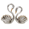 Ensemble de figurines géométriques de cygne cubisme argenté 2 pièces - Sculptures animales élégantes