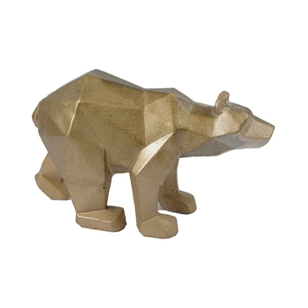 Figurine géométrique de bear cubisme doré - Accent unique