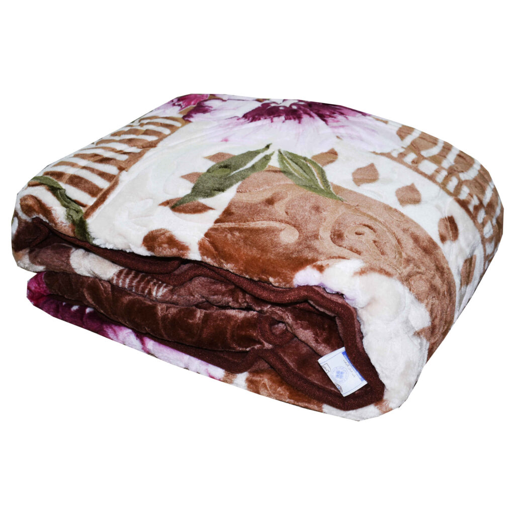 Couverture Golbaft Persane pour Lit Simple Motif Floral Marron