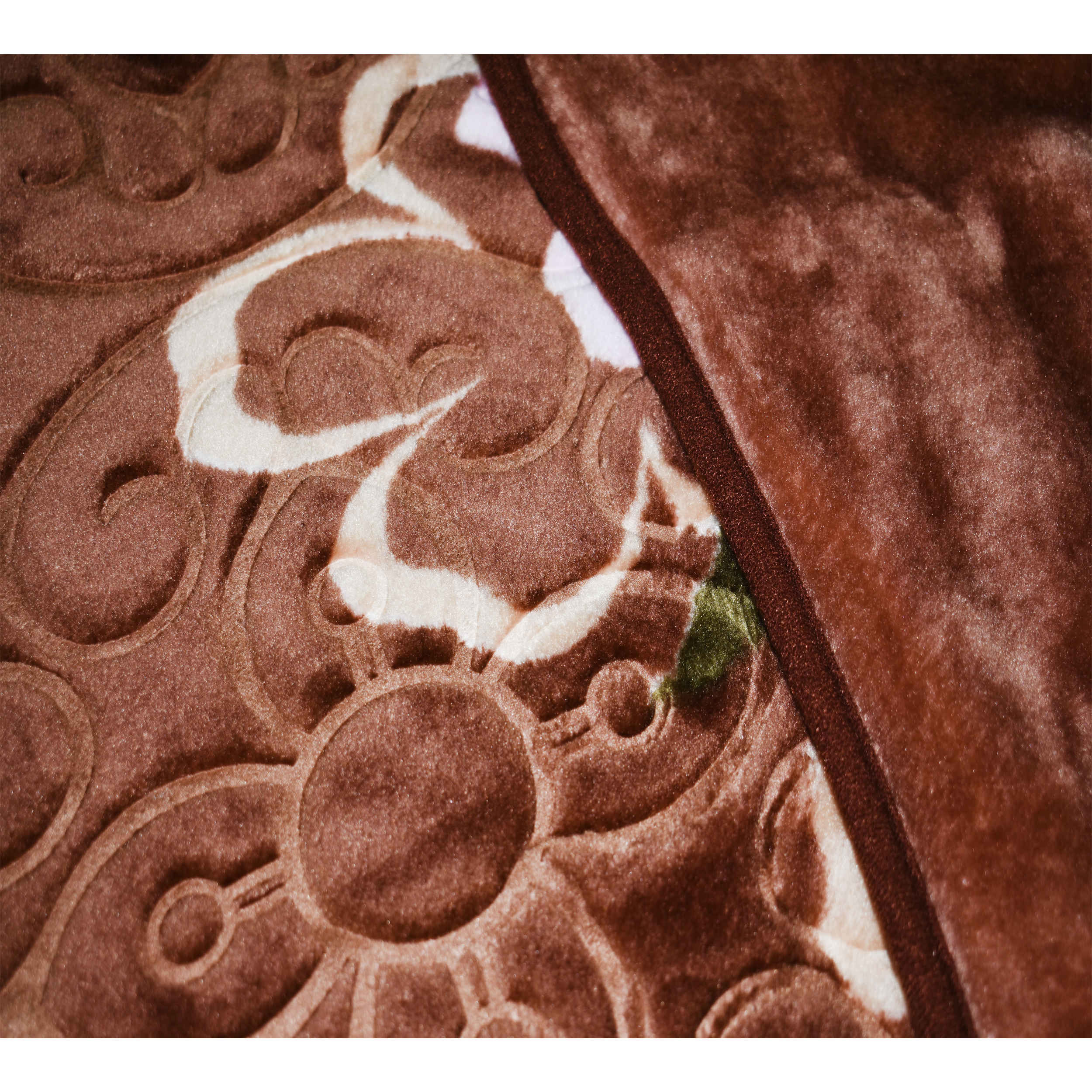 Couverture Golbaft Persane pour Lit Simple Motif Floral Marron